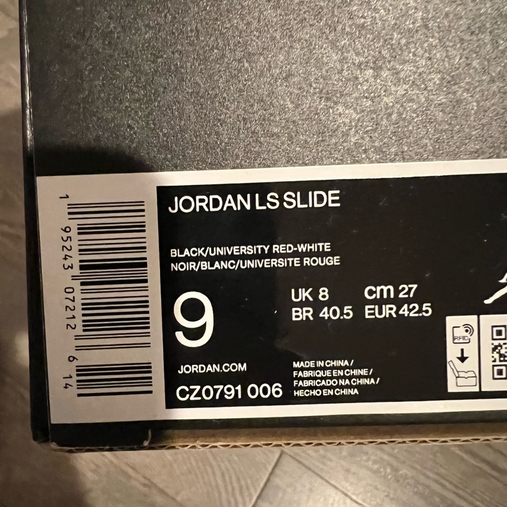 Nike Air Jordan LS Slide Bred Black University Red White CZ0791-006 - Picture 8 of 8